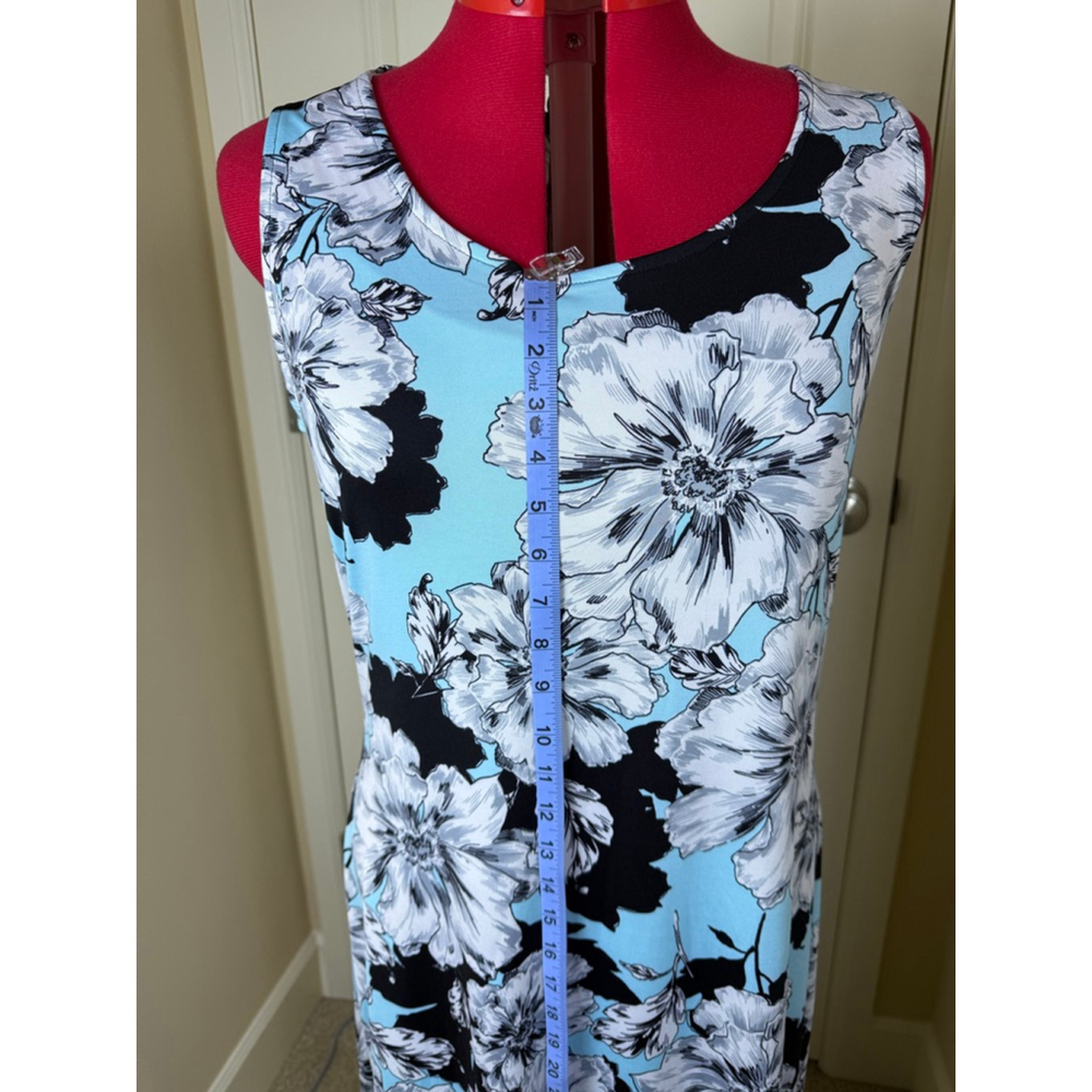 NWT Women's Nina Leonard Blue Black White Floral Sleeveless Maxi Dress XL - Picture 8 of 10